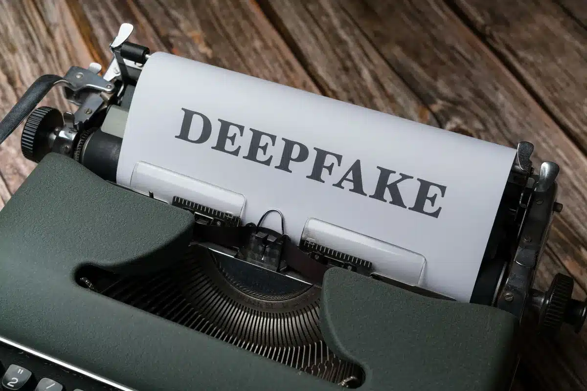 Símbolo de advertencia digital y tecnología de detección de manipulación de contenido